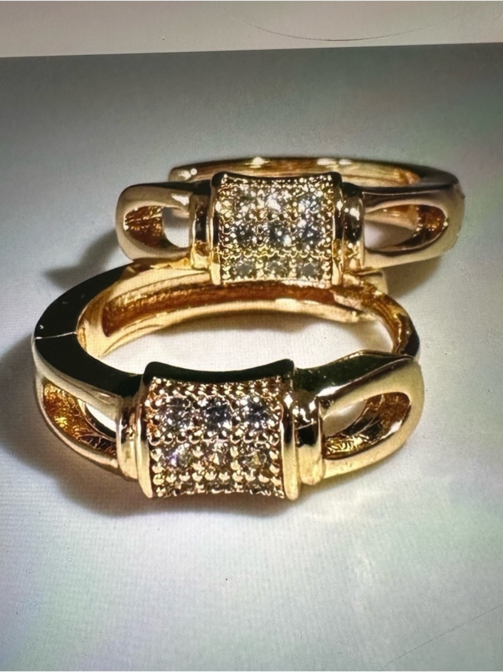 14K Gold Plated CZ Huggie Hoop Earrings Petite Sparkle Everyday Hoops NWT